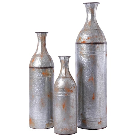 Foro Rustic Farmhouse Style Galvanized Metal Floor Vase Decoration - Set of 3 FO2641979